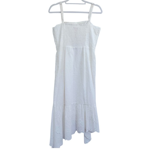 PARKER White Eyelet Ruffle Button Midi Dress Embroidered NWT size 4 Boho Chic - Picture 5 of 9